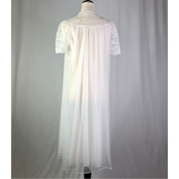 VINTAGE Artemis peignoir white sheer lace collar romantic bridal sissy 32 - Picture 6 of 10